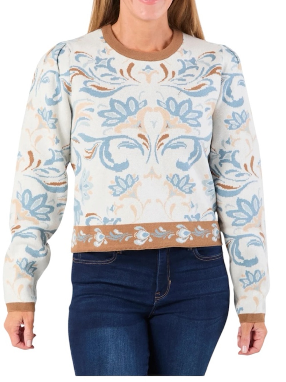 NVLT Floral cropped sweater size Large